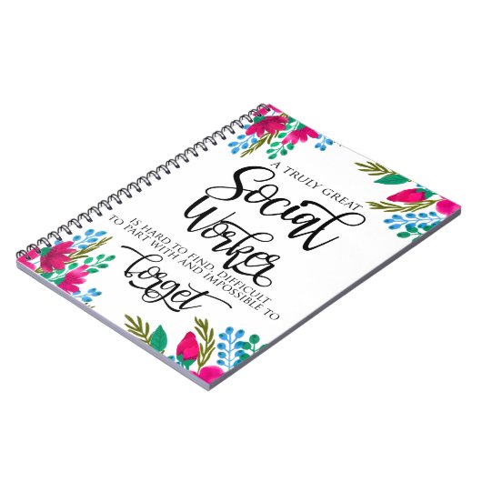 Social Worker Apprefication Floral Notizblock (Linke Seite)