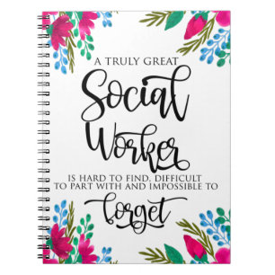 Social Worker Apprefication Floral Notizblock