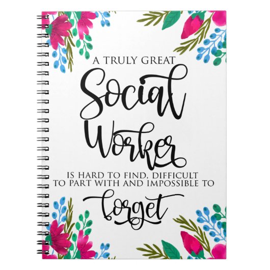 Social Worker Apprefication Floral Notizblock (Vorderseite)