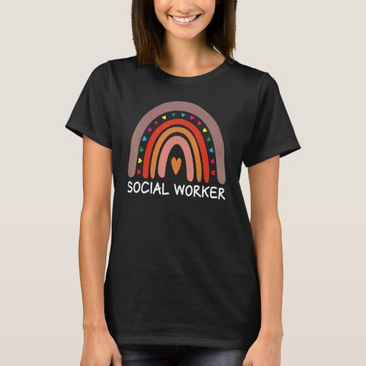 Social Worker Boho Rainbow Back To School Apprecia T-Shirt (Vorderseite)