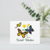 Social Worker Butterflies Postkarte (Stehend Vorderseite)