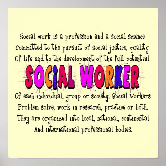 "Social Worker Definition Art Poster" Poster (Vorne)