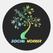 Social Worker, Floral Graphics Runder Aufkleber (Vorderseite)