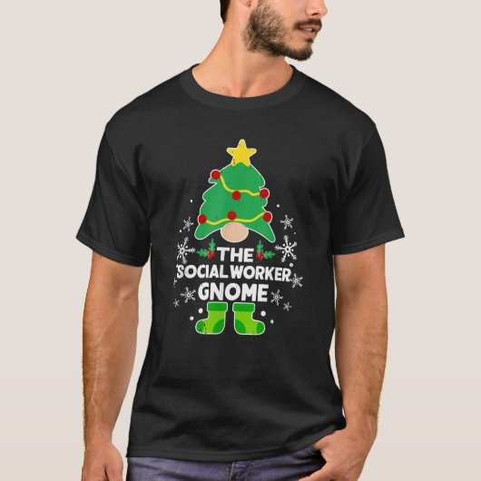 Social Worker Gnome Xmas Family Holiday Christmas T-Shirt (Vorderseite)