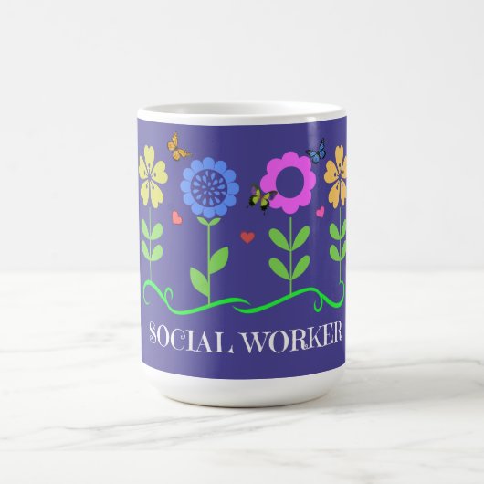 "Social Worker," Graphic Spring Flowers Kaffeetasse (Mittel)