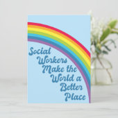 Social Worker Inspiration Zitat Rainbow Blue Karte (Stehend Vorderseite)