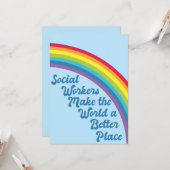 Social Worker Inspiration Zitat Rainbow Blue Karte (Vorderseite/Rückseite Beispiel)