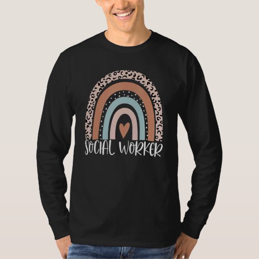 Social Worker Leopard Rainbow Social Work Apprecia T-Shirt (Vorderseite)