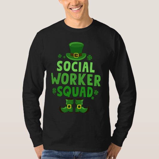 Social Worker Squad Happy St Patrick's Day Leprech T-Shirt (Vorderseite)