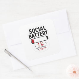 Socialer Akku niedrig Großer quadratischer Aufkleb Aufkleber