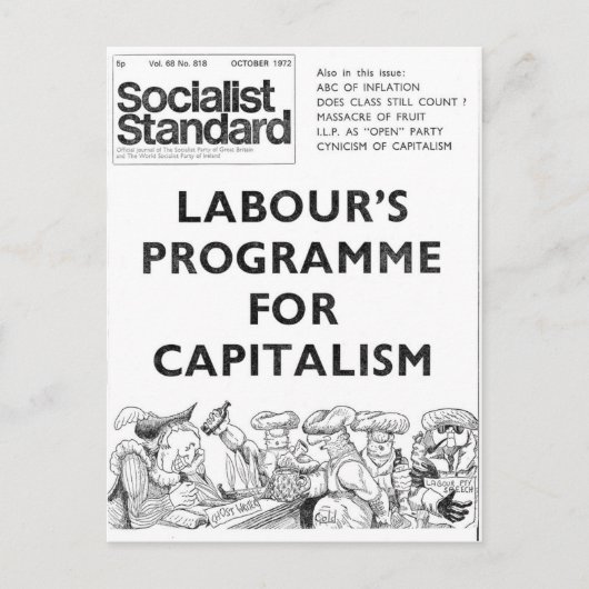 Socialist Standard October 1972 Postkarte (Vorderseite)
