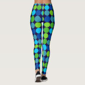 Socialite Blue Green Polka Dot Pattern Leggings (Rückseite)
