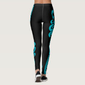 Socialite Classy Aqua Blue Blüh Leggings (Rückseite)