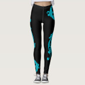 Socialite Classy Aqua Blue Blüh Leggings (Vorderseite)