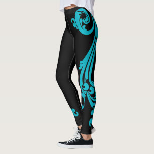 Socialite Classy Aqua Blue Blüh Leggings