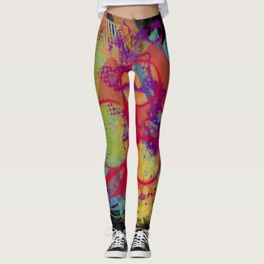 Socialite Colorful Grunge Spritzer Leggings (Vorderseite)
