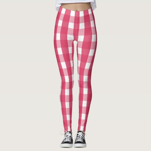 Socialite Pink Gingham Pattern Leggings (Vorderseite)