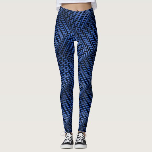 Socialite Wild Blue Zig Zag Muster Leggings (Vorderseite)