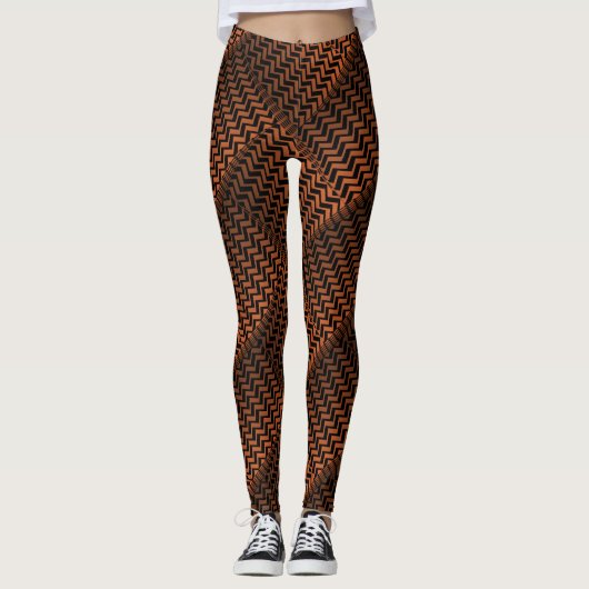 Socialite Wild Bronze Zig Zag Muster Leggings (Vorderseite)