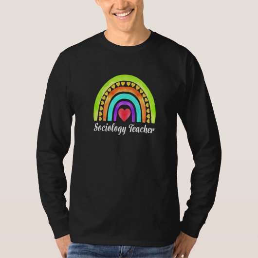 Sociology Teacher Hearts & Rainbows Premium T-Shirt (Vorderseite)