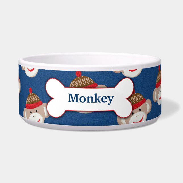 Sock Affe Custom Pet Dog Food Bowl - Blau Napf (Vorderseite)