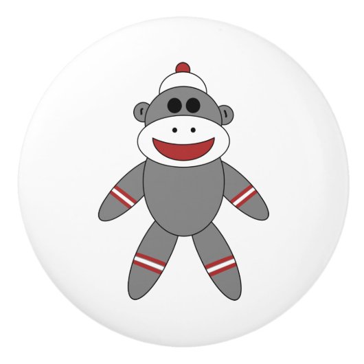 Sock Affe Stufftier Kinderschlafzimmer Dresser Keramikknauf (Vorderseite)