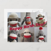 Sock Affen Happy Birthday Card Postkarte (Vorne/Hinten)