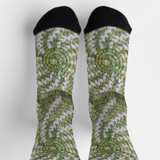 Sock (ao) - Crochet Spirals in Weiß und Grün Socken (Oben)