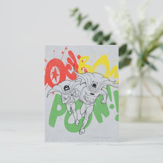 SOCK BAM POW Batman und Robin Postkarte (Stehend Vorderseite)