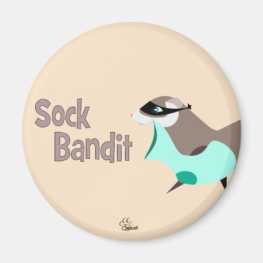 Sock Bandit Funny Ferret Magnet (Vorne)