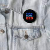 Sock Blau Bett Lustiges Meme Button (Beispiel)