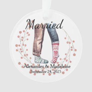Sock Couple feiert "Verheiratete" Acrylschmuck Ornament