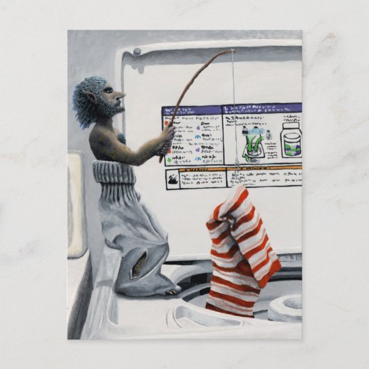 Sock Criminal Fishing Crisis Fantasy Art Postkarte (Vorderseite)