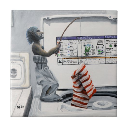 Sock Criminal Fishing Fantasy Keramik Tile Fliese (Vorderseite)