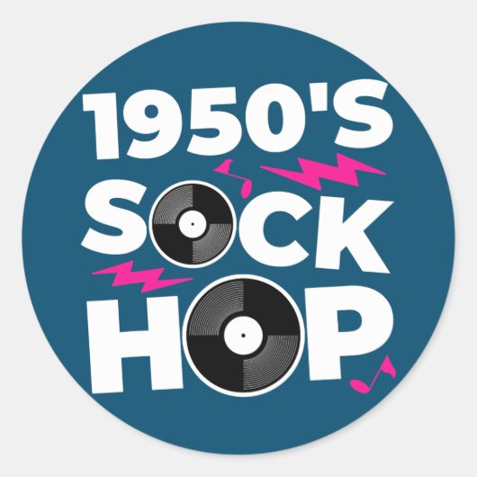 Sock Hop 50's Dance Theme Party der 50er Jahre Runder Aufkleber (Vorderseite)