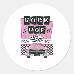 Sock Hop Dance Kostüm Retro 50er Pink Rocka der 5 Runder Aufkleber
