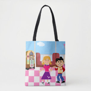 Sock Hop Diner Liebe Lustige Retro-Cartoon-Design Tasche