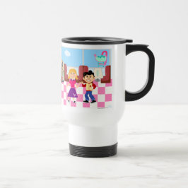 Sock Hop Diner Retro Kinder Vintager Cartoon Kunst Reisebecher