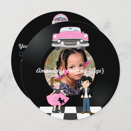 Sock Hop Kids 1950er Jahre Rock and Roll Retro Par Einladung (Vorne/Hinten)