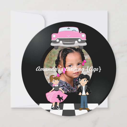 Sock Hop Kids 1950er Jahre Rock and Roll Retro Par Einladung (Vorderseite)