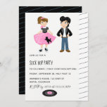 Sock Hop Kids Rock and Roll Retro Party Einladung<br><div class="desc">Sock Hop Party Einladungen mit eleganter Handschrift Typografie,  die für jede Gelegenheit auf Ihre Veranstaltungsspezifikationen zugeschnitten ist. Grafiken von Jessica Weible Illustrations bei MyGrafico.</div>