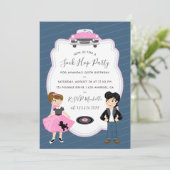 Sock Hop Kids Rock and Roll Retro Party Foto Einladung (Stehend Vorderseite)