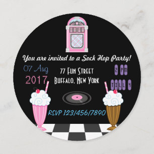 Sock Hop Kinder 1950er Rock and Roll Retro-Party Einladung