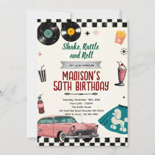 Sock Hop Retro 50er Jahre Party-Einladung Einladung