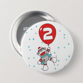 Sock Monkey 2. Geburtstag Button (Vorne & Hinten)