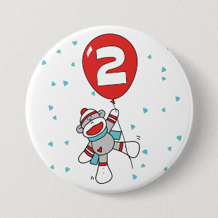 Sock Monkey 2. Geburtstag Button