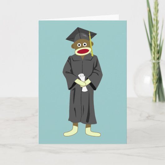 Sock Monkey Abschluss Karte (Vorderseite)