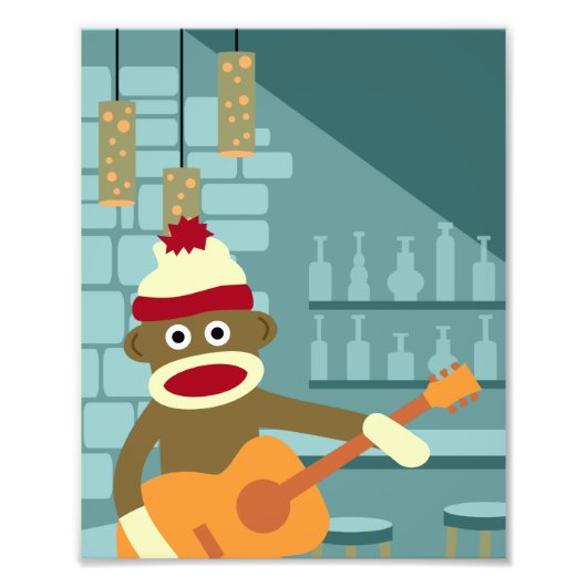 Sock Monkey Acoustic Guitar Fotodruck (Vorne)