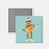 Sock Monkey Acoustic Guitar Magnet (Vorderseite/Rückseite)