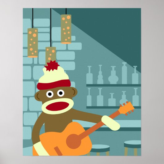 Sock Monkey Acoustic Guitar Poster (Vorne)
